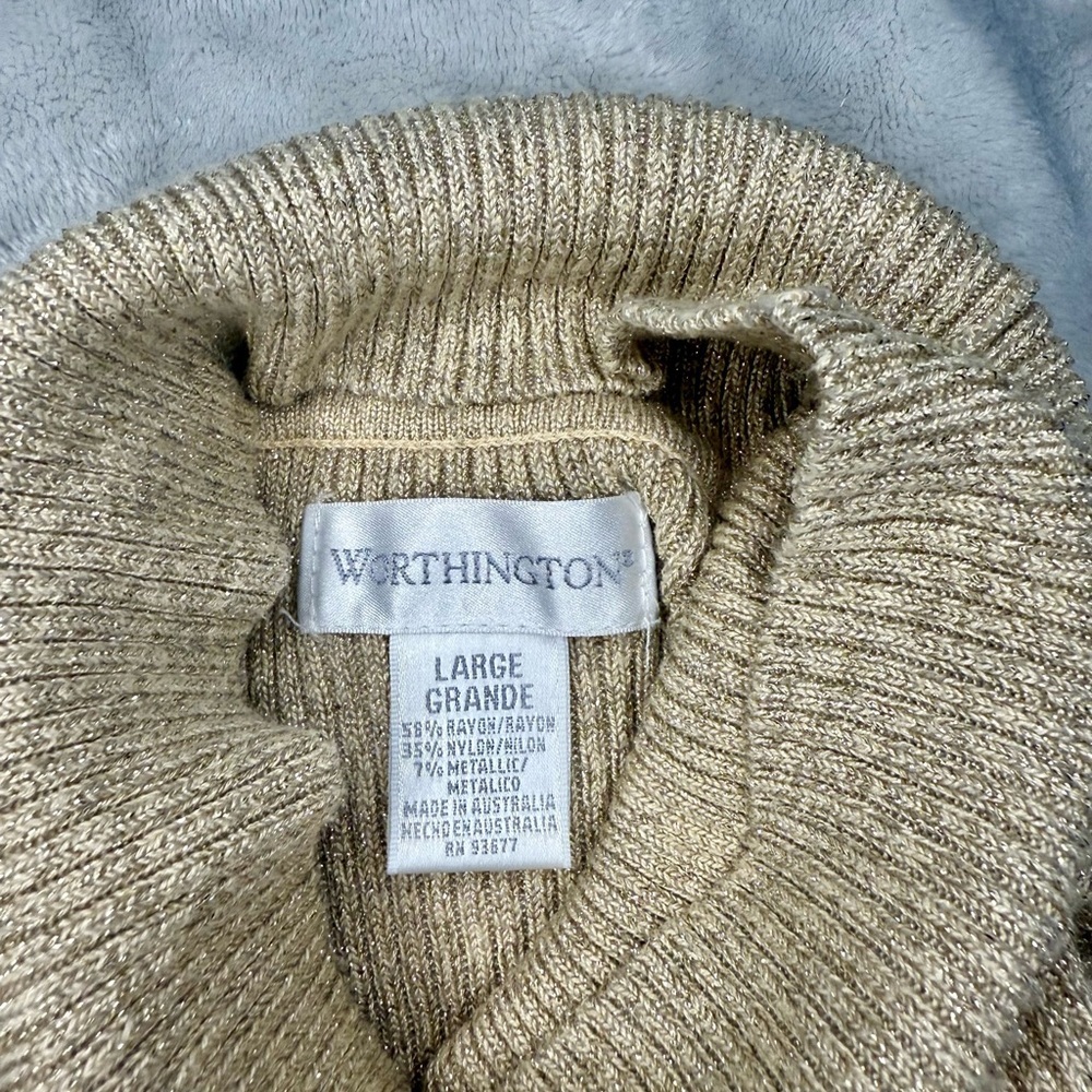 Gold Sparkly Turtleneck Sweater - Picture 2 of 5